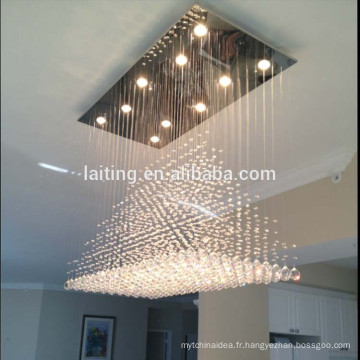 Plafonnier moderne de boule de cristal de baisse de lustre LED